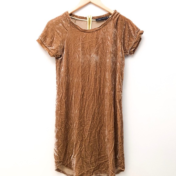 Zara Dresses & Skirts - Zara Silk Blend Crushed Velvet Tshirt Dress XS